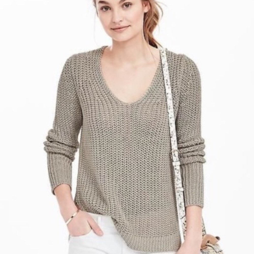 Banana Republic Open Knit Italian Linen Sweater M